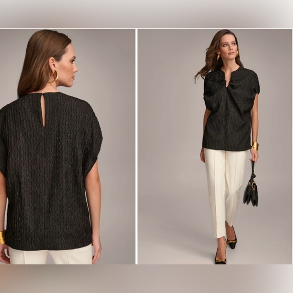 DONNA KARAN OVERSIZED BLOUSE Textured Women's Top - Picture 3 of 8